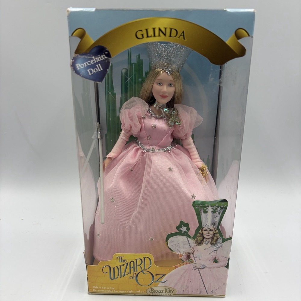 Vtg Wizard Of Oz Witch Glinda Doll Porcelain Doll Brass Key Keepsakes New NRFB